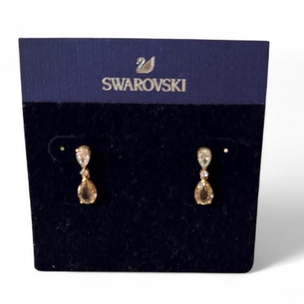 Swarovski Gold and Silver Teardrop Earrings